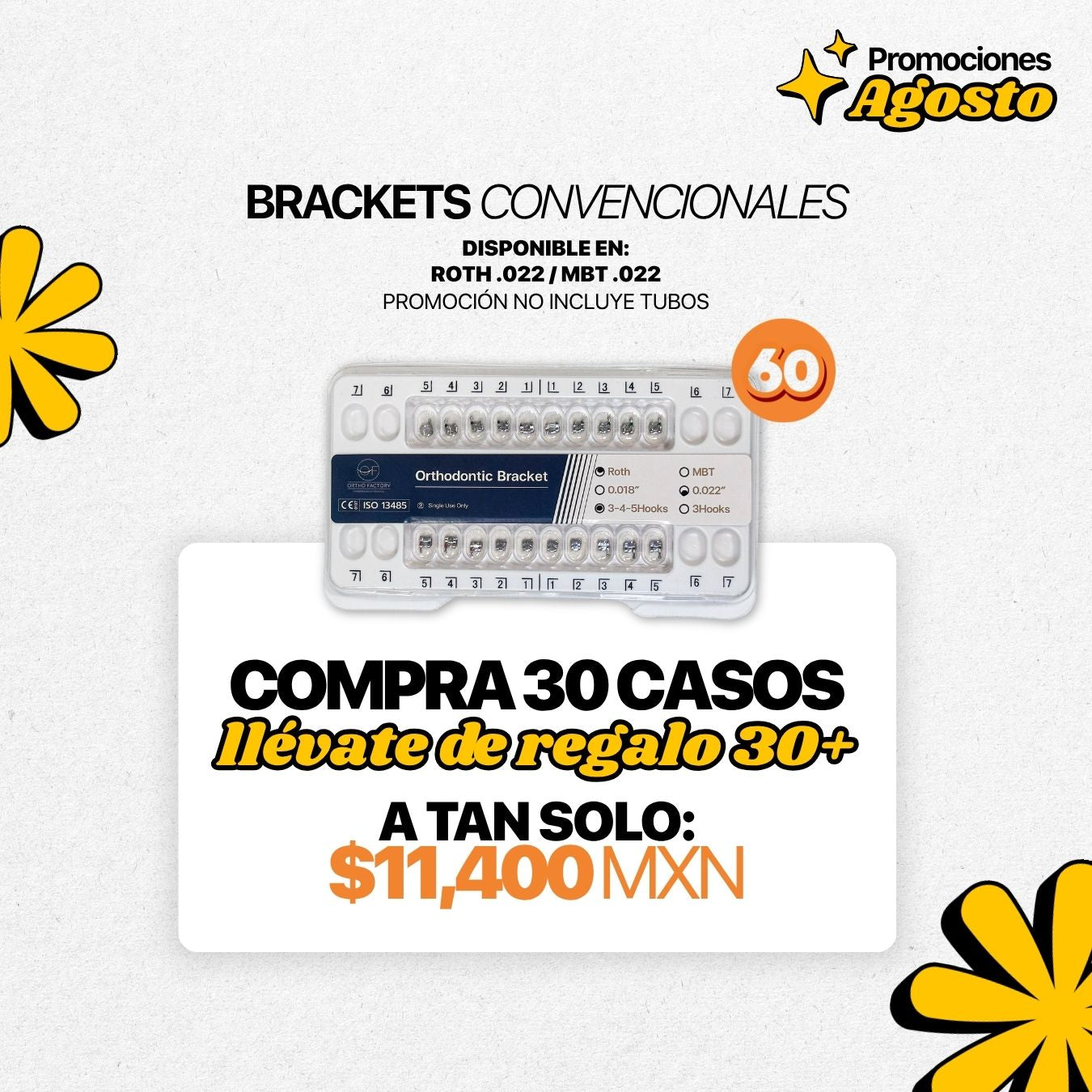 Promoción: Brackets Convencionales 30 + 30 CASOS | Ortho Factory México
