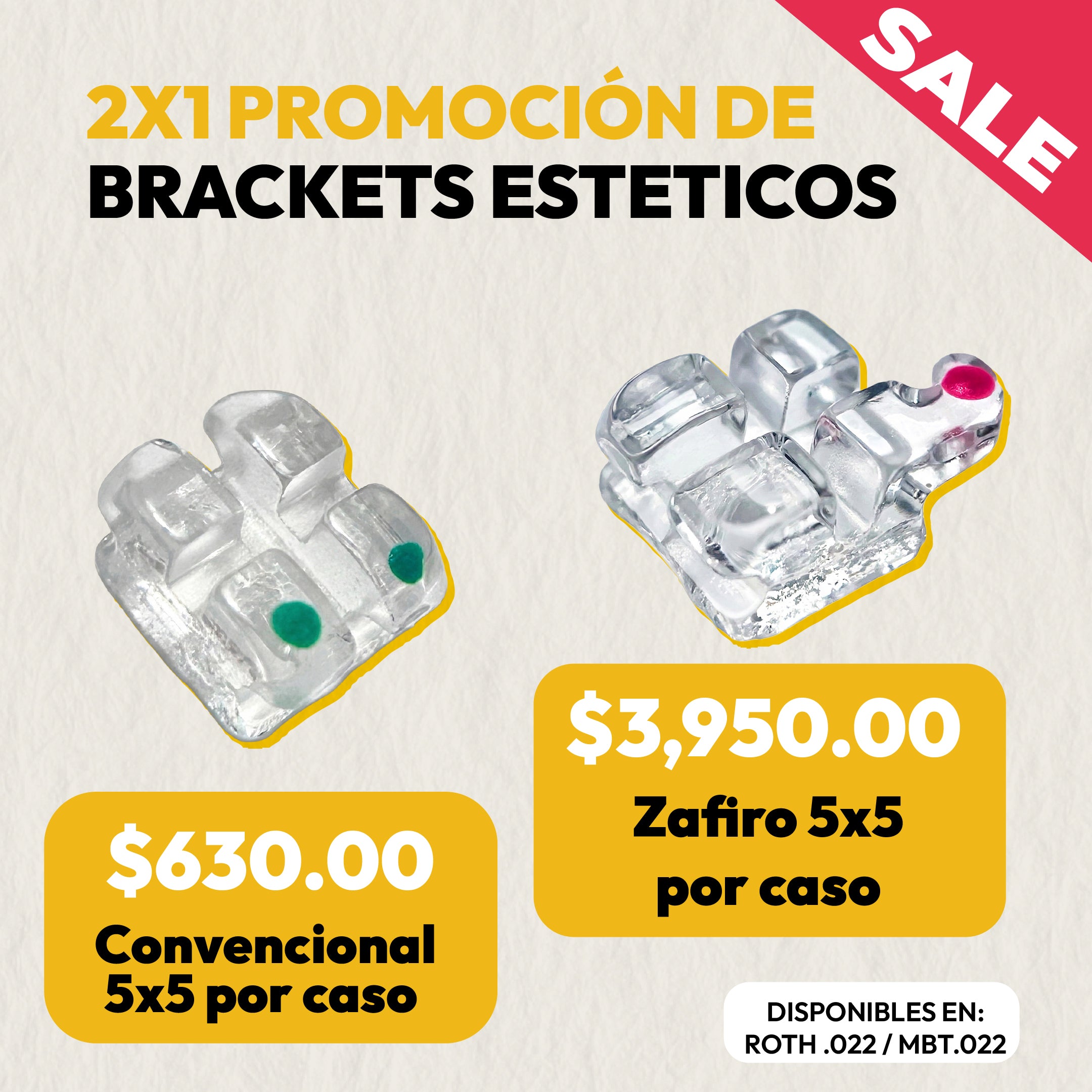 Promoción 2x1: Brackets Zafiro 5x5 | Ortho Factory México